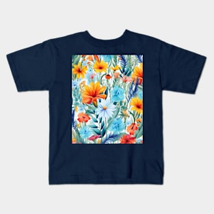 Pastel Summer Flowers Pattern Kids T-Shirt